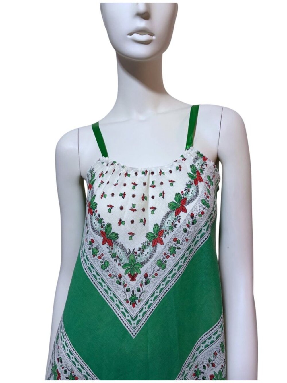VTG 60s Handkerchief Sundress L Halter Midi Mr Jac Jr Martin Marks Cotton Blend